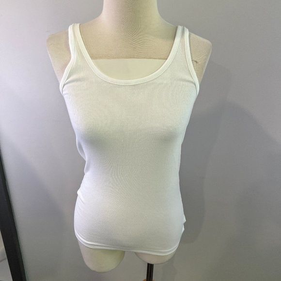 NWOT NORDSTROM White Ribbed Tank Top (S)‎ - Picture 2 of 8